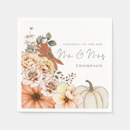 Herfst Florals Pumpkin feliciteert de heer Mrs Wed Servet
