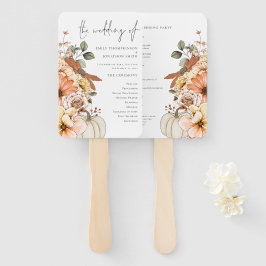 Herfst Florals Pumpkin Waterverf Wedding Programme Handwaaier