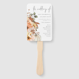 Herfst Florals Pumpkin Waterverf Wedding Programme Handwaaier