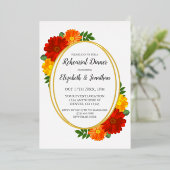 Herfst Florals Rehearsal Dinner Folie Uitnodiging (Staand Voorkant)