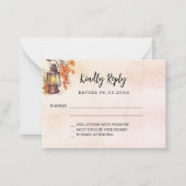 Herfst florals sinaasappel rustieke bruiloft react notitiekaartje (Voorkant)