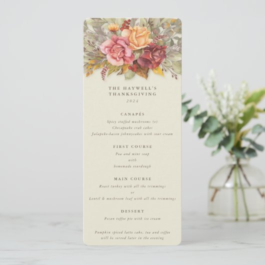 Herfst Florals Thanksgiving Flat 4 Cursus Menu (Staand voorkant)