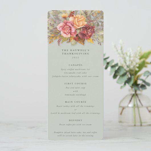Herfst Florals Thanksgiving Flat 4 Cursus Menu (Staand voorkant)
