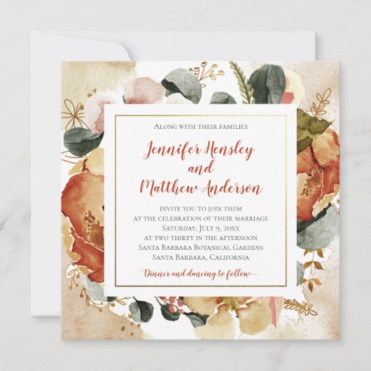 Herfst Florals Wedding Kaart (Voorkant)