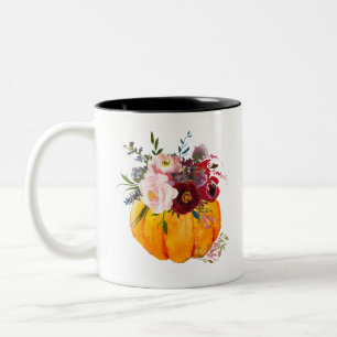 herfst, floreel, pompoen tweekleurige koffiemok