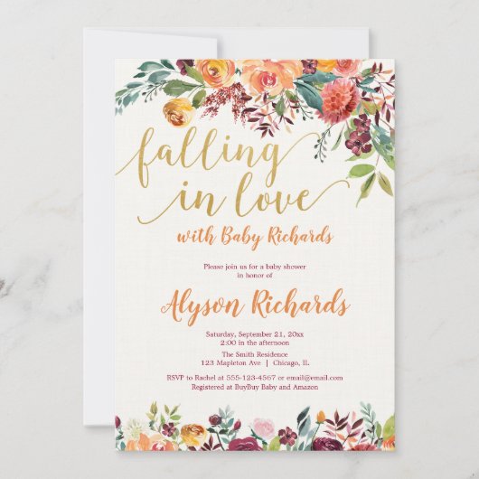 Herfst floro rustisch baby shower kaart (Voorkant)