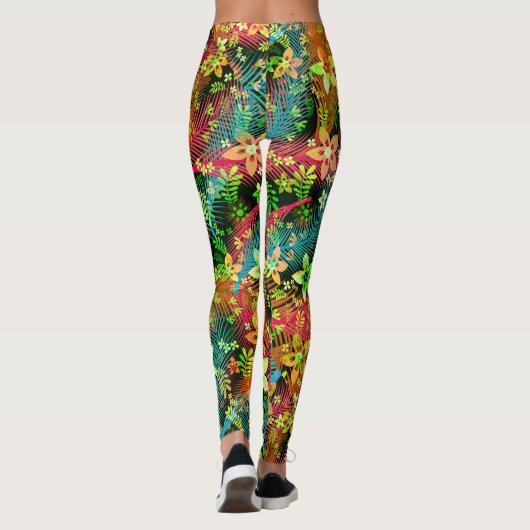 Herfst Flower Bouquet - Edelweiss Flower Feathers Leggings (Achterkant)