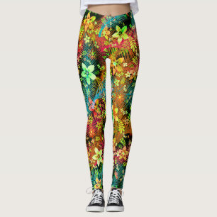 Herfst Flower Bouquet - Edelweiss Flower Feathers Leggings