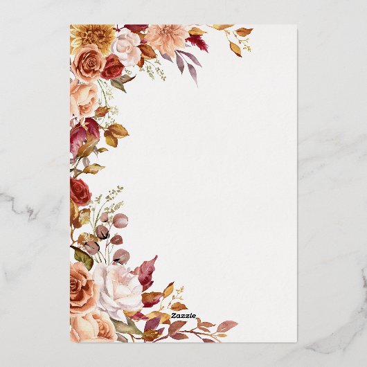 Herfst Flower Folie bruiloft uitnodiging (Achterkant)