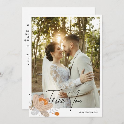 Herfst Flower Gepersonaliseerde bruiloft met beric Bedankkaart (Voorkant / Achterkant)