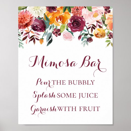 Herfst Flower Mimosa Bar Poster, Oranje roze Poster (Voorkant)