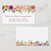 Herfst Flower Registry Insert-kaarten, Oranje lepe Visitekaartje (Voorkant / Achterkant)