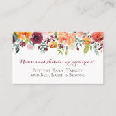 Herfst Flower Registry Insert-kaarten, Oranje lepe Visitekaartje (Voorkant)