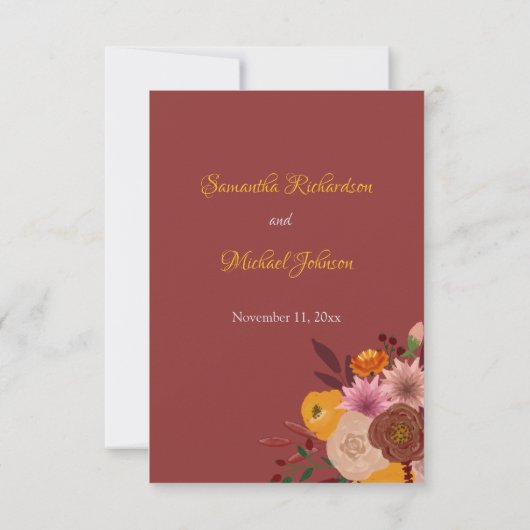 Herfst Flower RSVP on food option Response Kaart (Achterkant)