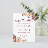 Herfst Flower Save the Date Briefkaarten, Sinaasap Briefkaart (Staand voorkant)