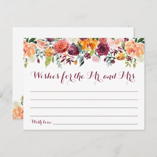 Herfst Flower Trouwwensen Kaarten, Sinaasappel Roz Briefkaart (Voorkant / Achterkant)