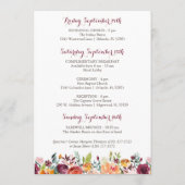 Herfst Flower Wedding Hotel Welcome Cards, Oranje Programmakaart (Achterkant)