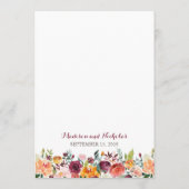 Herfst Flower Wedding Menu Cards, Oranje maroon (Achterkant)