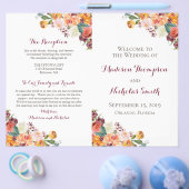 Herfst Flower Wedding Program Booklets, Oranje roz Flyer (Enkel)