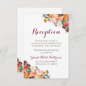 Herfst Flower Wedding Reception Cards, Oranje maro Informatiekaartje (Voorkant / Achterkant)