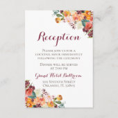 Herfst Flower Wedding Reception Cards, Oranje maro Informatiekaartje (Voorkant)