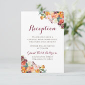 Herfst Flower Wedding Reception Cards, Oranje maro Informatiekaartje (Staand voorkant)