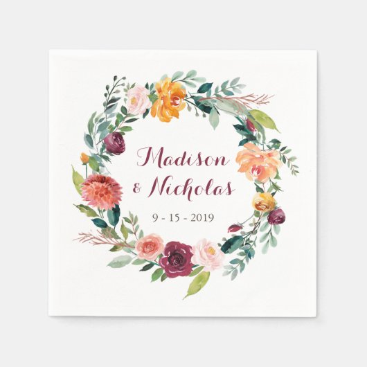 Herfst Flower Wedding servetten, Sinaasappel Maroo Servet (Voorkant)