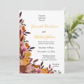 Herfst Flower Wedding White Uitnodiging (Staand voorkant)