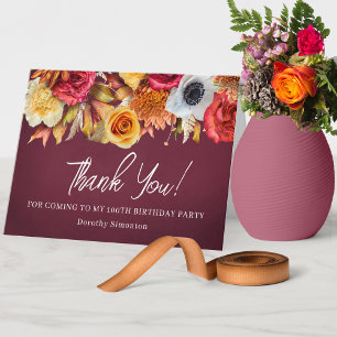 Herfst Flowers 100th Birthday Gevouwen Bedankkaart