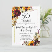 Herfst Flowers 50th Wedding Jubileum Party Kaart (Staand voorkant)