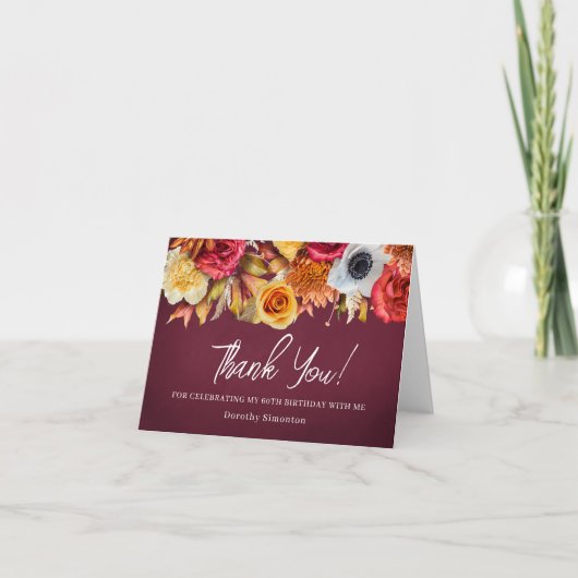 Herfst Flowers 60e Verjaardag Gevouwen Bedankkaart (Voorkant)