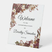 Herfst Flowers 80e Verjaardagsfeestje Welkom Reclamebord Met Voetstuk (Voorkant)