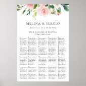 Herfst Flowers Alfabetical Wedding Seating Chart Poster (Voorkant)