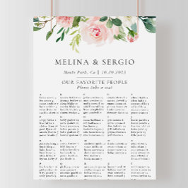 Herfst Flowers Alfabetical Wedding Seating Chart Poster