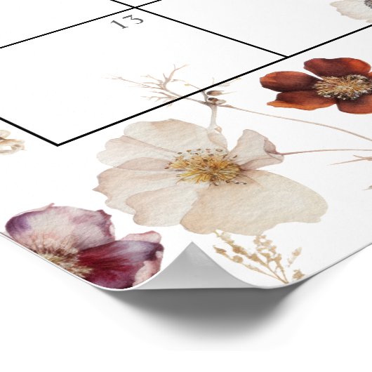 Herfst Flowers Baby shower Guess Vervaldatum Kalen Poster (Hoek)