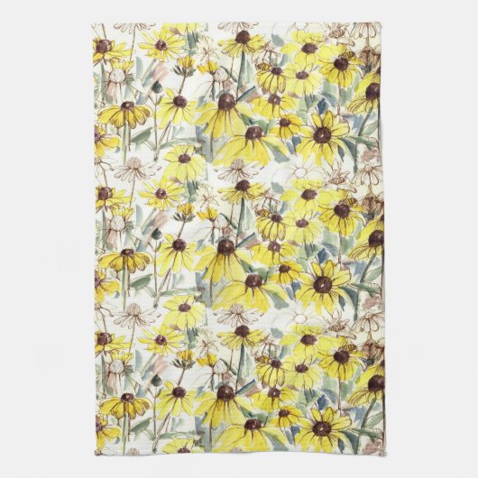 Herfst Flowers Black Eyed Susans Wildflower Garden Theedoek (Verticaal)