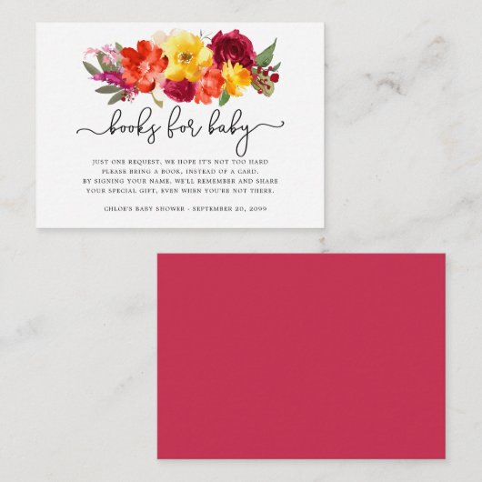 Herfst Flowers Book Request Baby shower Informatiekaartje (Voorkant / Achterkant)
