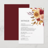 Herfst Flowers | Botanische bruiloft Details Informatiekaartje (Voorkant / Achterkant)