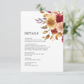Herfst Flowers | Botanische bruiloft Details Informatiekaartje (Staand voorkant)