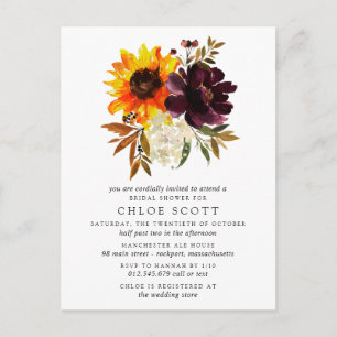 Herfst Flowers Bridal Shower Invitation Briefkaart