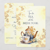 Herfst Flowers Bruids Tea Party Theepot Uitnodigin Aankondiging (Voorkant / Achterkant)
