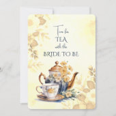 Herfst Flowers Bruids Tea Party Theepot Uitnodigin Aankondiging (Voorkant)