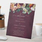 Herfst Flowers Burgundy Wedding Ceremony Program Reclamebord Met Voetstuk (Insitu)