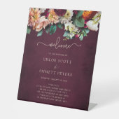 Herfst Flowers Burgundy Wedding Ceremony Program Reclamebord Met Voetstuk (Voorkant)