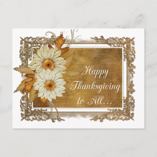 Herfst Flowers Design 1 - Happy Thanksgiving Brief Feestdagenkaart (Voorkant)
