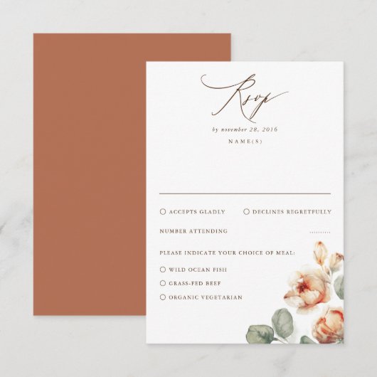 Herfst Flowers Elegant Wedding RSVP (Voorkant / Achterkant)