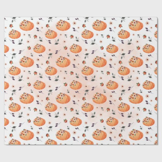 Herfst Flowers en pompoenen Cadeaupapier (Vlak)