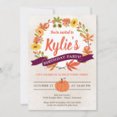 Herfst Flowers en Pumpkin Birthday Party Invitatio Kaart (Voorkant)