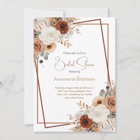 Herfst Flowers geometrische krans Vrijgezellenfees Kaart (Voorkant)