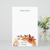 Herfst Flowers gepersonaliseerd briefpapier (Staand voorkant)